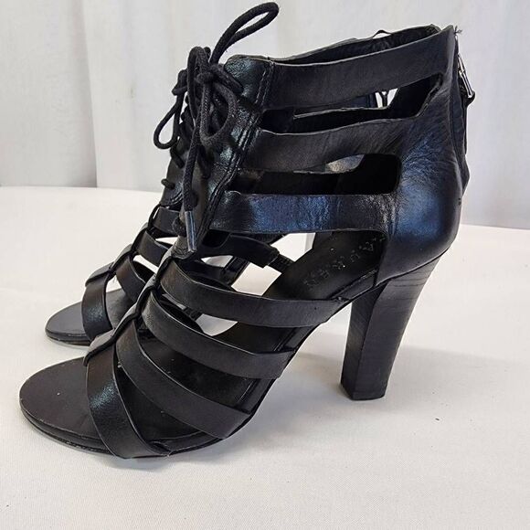 LAUREN Ralph Lauren Larisa Open-Toe Gladiator Sandals Black Leather Size 6.5 - Picture 6 of 9
